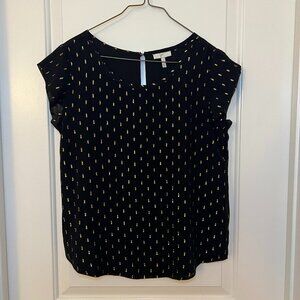 Joie Silk Black Gold Flecked Blouse Women’s Small